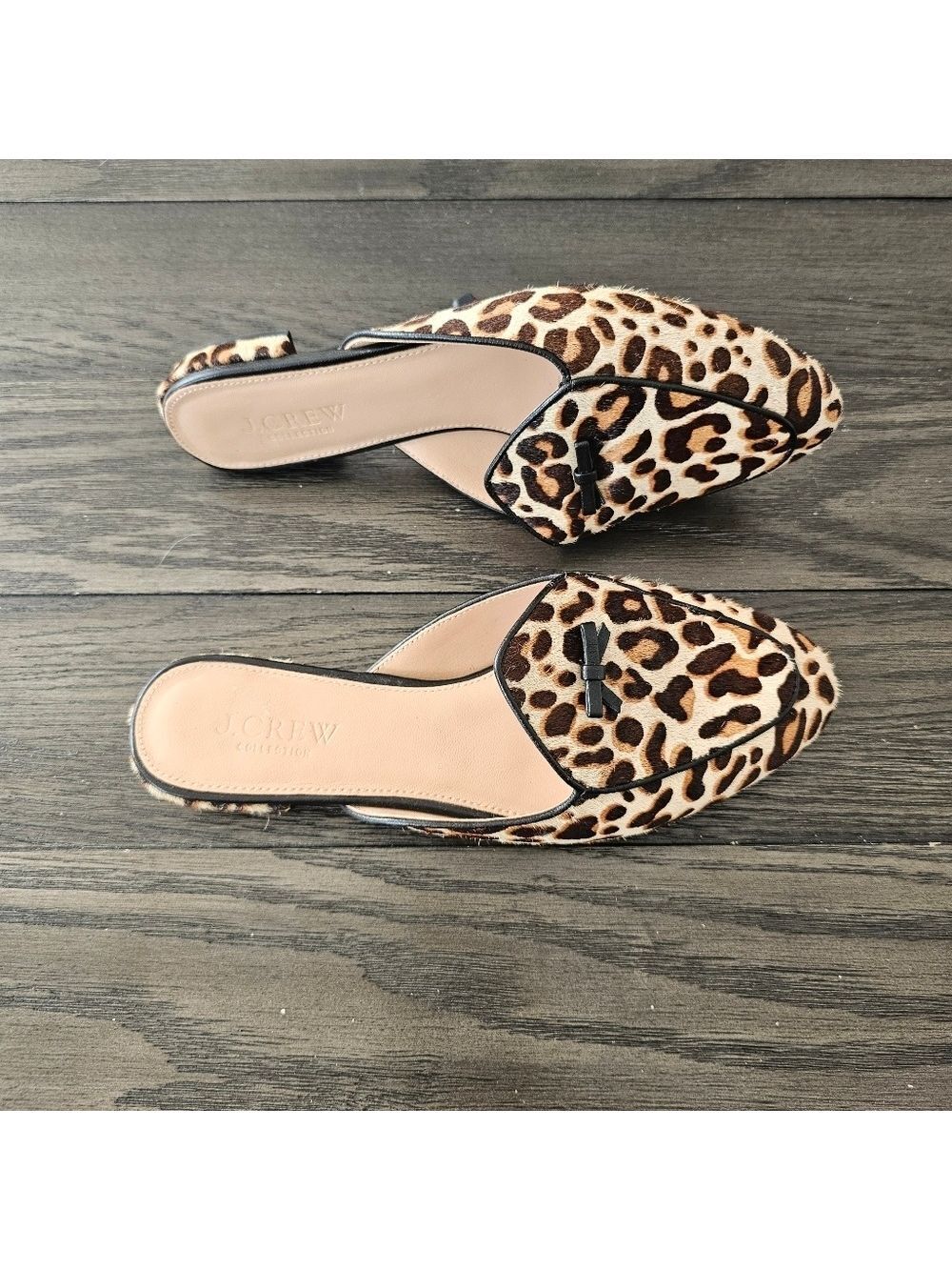 J. Crew Piped Loafer Mules In Calf Hair Size 6 - Picture 6 of 7